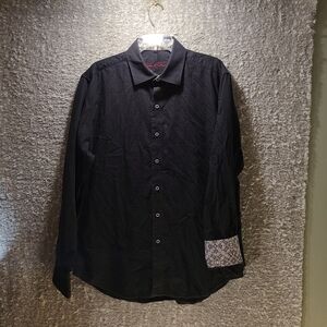 Robert Graham Shirt Size XL Black Button Up Classic Fit Long Sleeve Cotton